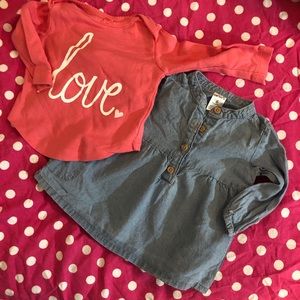 Lot -2 for $10 - size 6m infant girl shirts